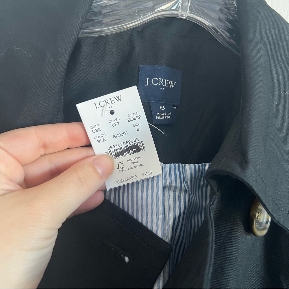 J. Crew Factory Black Trench Coat Size: 6 NWT - Picture 7 of 12